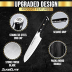 SliceElite Slice Series 7 Inch Santoku Knife High Carbon German Steel Blade Full Tang Pakkawood Handle Polymer Blade Guard Sharp Kitchen Knife for Meat Cutting Chopping BBQ Cooking Chef Vegetable