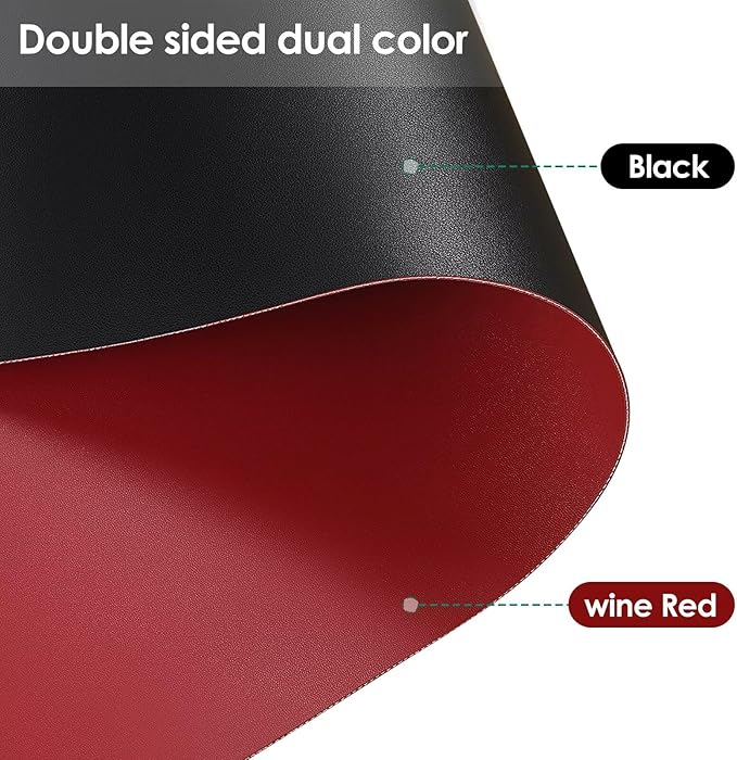 Leather Dresser Cover,1.8mm Thick,14x96 Inch,Dresser Protector Top,Dresser Top Protector,Dresser Cover Top,Dresser Top Cover,Dresser Cover Top for Bedroom.(Black+Wine Red,14x96)