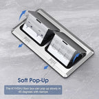 KYHSHJ Dual Pop-Up Floor Electrical Outlet Box Kit，20 Amp Stainless Steel TR Tamper-Resistant Duplex Receptacle，3-Port RJ45 Datacom Receptacle，Silver
