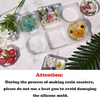 Actvty Coaster Resin Molds, 6-Cavity Octagon Round Square Coaster Epoxy Mold Silicone Molds for Resin Casting DIY Custom Coasters Art Gifts Home Decoration