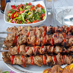 Hakka Stainless Steel Barbecue Skewers, 23" Heavy Duty Metal Skewers Large Wide Grilling Reusable Kabob Sticks with NonSlip Ring Handle,Set of 10