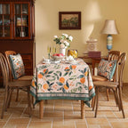 patdrea Designer Vintage Linen Long Rectangle Table Cloth,Framhouse Oranges and Leaves Pattern French Tablecloth,Fall Decor Cover for Kitchen Dining Christmas,Thanksgiving,63"x94"-Palladin a