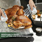 COOKER KING Stainless Steel Nonstick Roasting Pan with Rack, Roaster Turkey Pan Dishwasher and Oven Safe, Compatible with All Cooktops (Rectangular, Large)