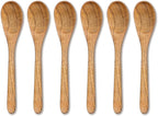 INTAJ 6 PCS Small Wooden Spoons, 6 Inch Honey Spoons for Tea, Hardwood Wooden Honey Teaspoon for Coffee, Little Tiny Wood Spoon, Bamboo Table Spoon for stirring, Wooden Spoons for Utensils Set