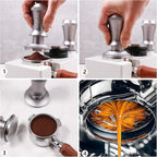 Espresso Tamper, Constant 30lb Coffee Tamper with double Calibrated Spring Loaded, Stainless Steel double spring loaded Coffee Tamper Fits for All Portafilters- Flat Base (53mm, SILVER)
