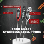 3 Pcs Instant Read Meat Thermometer with Long Probe 9.65 Inch Kitchen Cooking Food Candy Waterproof Digital Thermometer for BBQ Water Milk Yogurt Liquid Cooking (Black,White,Red)