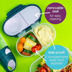 b.box Snack Box (2-pack) Reusable Snack Containers with Lids – Bento Box for Kids & Toddlers, Leakproof Lunch Box, BPA-Free and Dishwasher Safe Snack Container (O'Breeze + Blue Slate, 1 3/4 Cup)