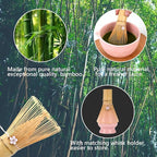 Matcha Whisk Set, Ceramic Matcha Set Includes Matcha Bowl, Bamboo Matcha Whisk and Holder, Bamboo Scoop, Scoop Holder, matcha sifter and Tea Towel - Matcha Kit for Matcha Lovers (Pink)