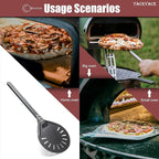 Pizza Turner, 8-inch Black Metal Pizza Turning Peel, Aluminum Turning Peel