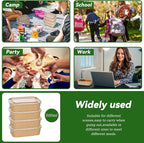 50-Pack 35oz Disposable Kraft Paper Bowls【with Lids and Forks】, Large Meal Prep Containers To Go Food Prep Containers, Leakproof Paper Bowls Treat Soup Serving Bowl, Microwave Safe for Hot/Cold Food