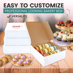 Fit Meal Prep 250 Pack White Bakery Boxes, 6 x 6 x 3 Inches Kraft Lined Pastry Boxes for Cupcakes, Chocolates, Donuts & Macarons