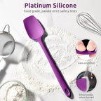 U-Taste Extra-Long 600ºF Heat Resistant Spatula Spoon: 14" Silicone Spoonula Cooking Utensils for Kitchen Use, Non-Stick Scoop Scraper with Soft Edge & Firm Core for Baking, Mixing, Serving (Purple)