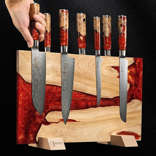 "Red Tsunami" Extra Large Magnetic Knife Block - Holds Up to 16 Knives