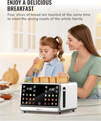 Toaster 4 Slice with TouchScreen, Memory Function & Single-Slot Focus, Keenstone 1800W Smart Digital Toaster for Ultimate Control, Wide Slot to Reheat & Defrost Bagels, Bread, Waffles, Stainless Steel
