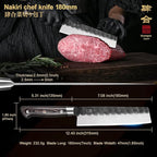 7 Inch Nakiri Knife, Black Forged Japanese Cleaver Knife Chefs Knife with High Carbon Stainless Steel, Japanese Nakiri Knife with Full Tang Pakkawood Handle, Christmas Gift with Premium Box