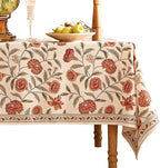 ISAENNE Designer French Long Tablecloth Rectangle,Linen Orange Floral Pattern Indoor Table Cloth,Wrinkle Resistant Decor Table Cloth for Dining Thanksgiving Kitchen Party,63"*102"-Alvarado D