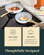 Caraway Fry Pan Duo - Nonstick Ceramic Frying Pan (8" & 10.5”) - Non Toxic, PTFE & PFOA Free - Oven Safe & Compatible with All Stovetops (Gas, Electric & Induction) - Perracotta