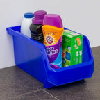 ReadySpace Plastic Containers for Organizing and Storage Bins for Closet, Kitchen, Office, Garage or Pantry Organization, Stackable Bins, Large (14.8" x 8" x 7"), 6-Pack, Blue