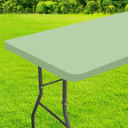 homing Rectangle Table Cloth Cover, Waterproof Polyester Elastic Fitted Tablecloth, Fits for 8 Foot Folding Tables, Washable Table Protector for Picnic, Camping, Outdoor (Green, 30" x 96")