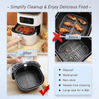 200PCS Air Fryer Paper Liners, Disposable Non-Stick Air Fryer Parchment Paper Fit 4-8QT Air fryer Basket Oil Resistant, Waterproof Baking Paper Roasting Microwave (Square,8 Inch)