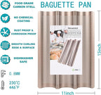 Baguette Pans for Baking 15" x 11", Carbon Steel 3 Loaf Nonstick Baguette Baking Tray for French & Italian Perforated French Bread Pan