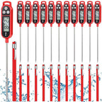 12 Pcs Meat Food Thermometer Food with Probe Water Liquid Instant Read Digital Thermometer Kitchen Cooking Supplies for Cooking BBQ Milk Yogurt (Red)