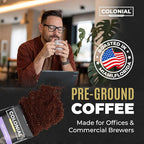Colonial Coffee 12 Count Single Pot Coffee Packets – 100% Arabica Colombian, Medium Roast | Pre-Measured Frac Packs for 12 Cup Maker | Bulk Ground Gourmet Coffee for Home & Office