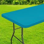 homing Rectangle Table Cloth Cover, Waterproof Polyester Elastic Fitted Tablecloth, Fits for 5 Foot Folding Tables, Washable Table Protector for Picnic, Camping, Outdoor (Teal, 36" x 60")