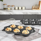 HONGBAKE Nonstick Jumbo Muffin Pan, 2 Pack Large Cupcake Tin for Baking, Cup Cake Tray, 3.5dia, 6 Cup, Premium, Extra Thick, Dishwasher Safe