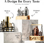 BARE BARREL® Mixology Bartender Kit Bar Set | 14-Piece Cocktail Shaker Set | Martini Barware Mixing Tools for Home Bartending | Incl. 35 Recipe Cards | Gift Set (24oz Cobbler Shaker, Jet Black/Black)