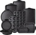 Country Kitchen Nonstick Stackable Bakeware Set - Durable, Easy Release Baking Set, Black, 10 Pcs