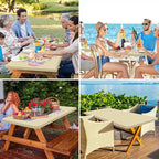 homing Rectangle Table Cloth Cover, Waterproof Polyester Elastic Fitted Tablecloth, Fits for 8 Foot Folding Tables, Washable Table Protector for Picnic, Camping, Outdoor (Champagne, 30" x 96")