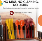 Party Solids Thanksgiving Plastic Cutlery Set - 150 Pieces