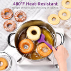 U-Taste Silicone Cooking Spoon Spatula: 480ºF Heat Resistant Food Grade 11.38" Flexible Rubber Kitchen Spoonula, Seamless Pastry Bowl Scraper for Mixing Stirring Scraping in Nonstick Cookware (Purple)