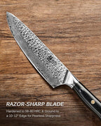 KYOKU Knife Set, 2pc Japanese Kitchen Knife Set for Cooking, 7" Boning 8" Chef Knife with Sheath Gift Box, Professional Sharp Damascus Stainless Steel Knives for Meat Vegetable