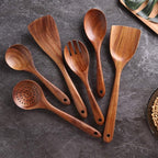 Kitchen Utensils Set, NAYAHOSE Wooden spoons for Cooking Non-stick Pan Kitchen Tool Wooden Cooking Spoons and Wooden utensil storage wooden barrel