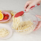 Hotec Mini Silicone Kitchen Tongs for Cooking - 7-Inch Small Serving Tongs with Silicone Tips, Set of 3 (Red)