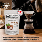 Blackout Coffee Hazelnut Creme Flavored Ground Coffee – Medium Roast, Smooth Taste, Guilt-Free Indulgence – Freshly Roasted 12oz Bag, American Made