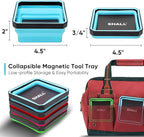 SHALL New Version Collapsible Magnetic Parts Tray Set, 4-Pack Magnetic Tool Trays for Screw Bolts Nuts Washers Pins & Small Metal Parts, 4.5” Square Silicone Foldable Bowls w/Dual-Sided Magnetic Base