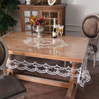 Clear Table Cover Protector Plastic Vinyl Table Cloth with White Lace Pattern Oil Spill Proof Plastic Tablecloths for Dining Tables Parties Holidays (French Lace, 60 x 104 Inches)