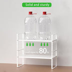 Expandable Cabinet Storage Shelf Stackable Organizer Rack for Kitchen Bathroom Pantry Spice Cupboard Coffee Countertop Home Office Desk Heavy Duty Nonslip White Large 3 Packs