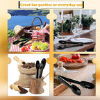 30 Pack 9 Inch Black Plastic Serving Tongs Durable Disposable Scalloped Buffet Food Tongs for Buffet Salad BBQ Catering Parties and Events