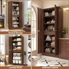 Unikito 71" Farmhouse Kitchen Pantry Storage Cabinet with Barn Doors, Adjustable Shelves & Drawer Organizer, Versatile Tall Storage Cupboard for Dining Room, Bathroom, Utility Room, Weathered Brown