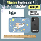 Kids Lunch Box with Compartments – Compact & Lightweight | Leak-Proof, BPA-Free, Dishwasher & Microwave Safe | Hand-Drawn Design for Preschool, School, Travel (Astro Bear Blue, 4 Cups)