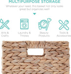 Best Choice Products 13x13in Pack of 5 Cube Storage Baskets, Water Hyacinth Multipurpose Collapsible Organizers, Handwoven Laundry Totes for Laundry, Living Room, Kids Room & Nursery - White