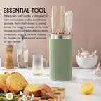 Knife Block without Knives, OLULU Universal Round Knife Block Holder, Spacing Saving Knife Storage Organizer Stand Rack for Countertop (Stylish Green+Yellow Color)