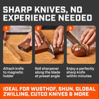 The Original Tumbler Rolling Knife Sharpener™ – Easy Manual Sharpener for Kitchen, Outdoor & Utility Knives – 15° & 20° Angle Guides
