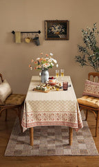 ISAENNE Designer Linen Floral Small Rectangle Tablecloth,Pale Yellow Farmhouse Indoor Table Cloth,Durable Decor Tablecloths for Dining Kitchen Thanksgiving Christmas,55"*71"-Chamonix A