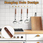FJNATINH Stainless Steel Wok Spatula,Ladle,Skimmer Ladle Tool Set,Mirror Polished Cooking Utensils with Wooden Handle,Easy to Clean Wok Accessories,Sliver 3 PCS