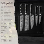 Wakoli Knife Block Sets – 5-Piece Professional Damascus Kitchen Knife Set with Magnetic Block | G10 Handles & VG10 Core | Gift Box (Elite Cuisine)